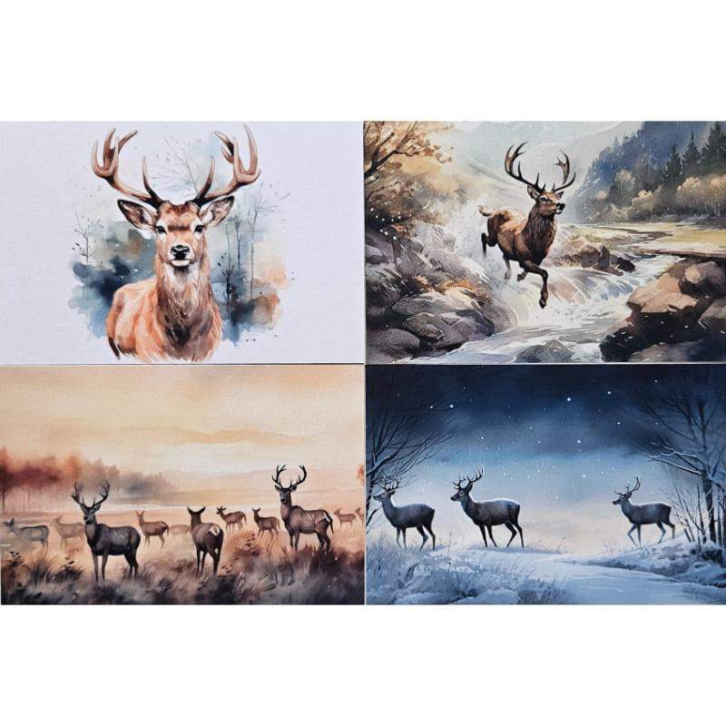 Kartki Magiczna Fauna 4 szt. Jeleń