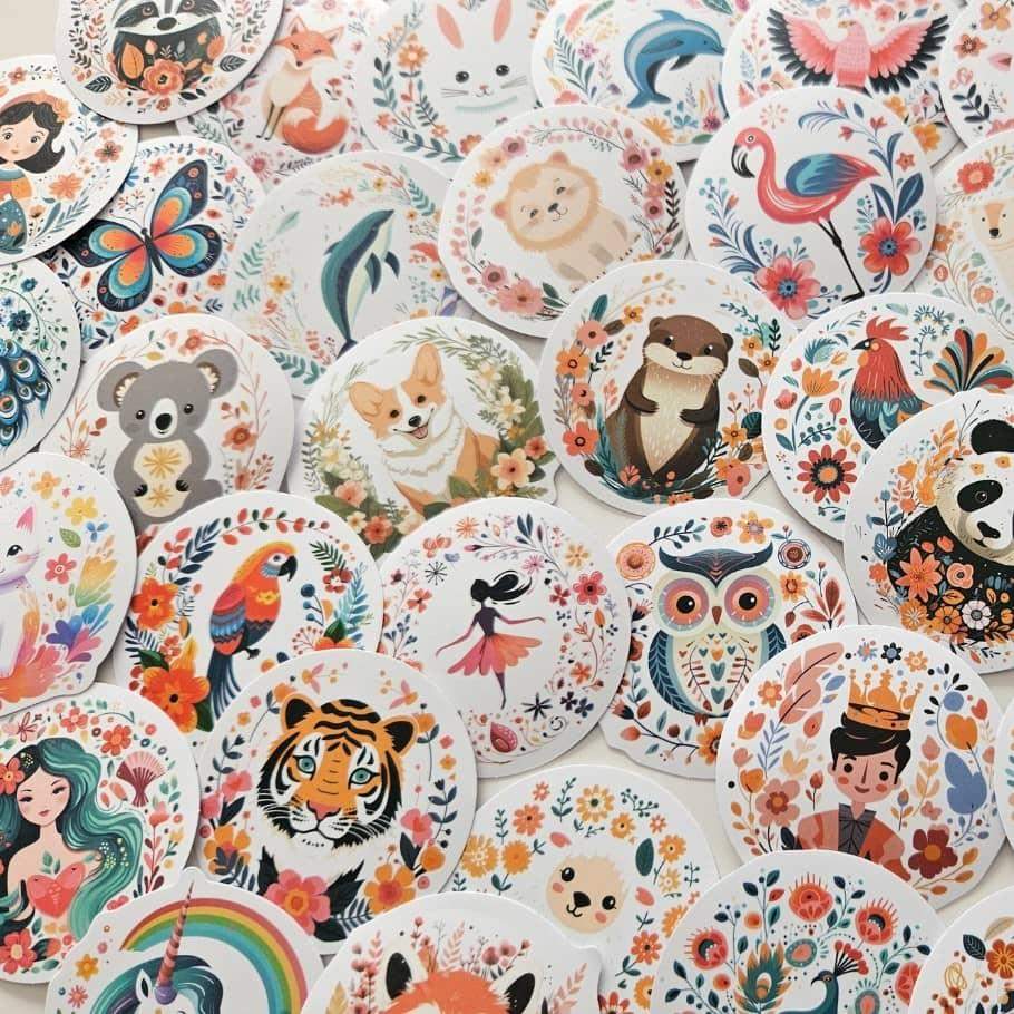 Duże naklejki Folkowa Fauna 10 szt. w ozdobnym opakowaniu 0