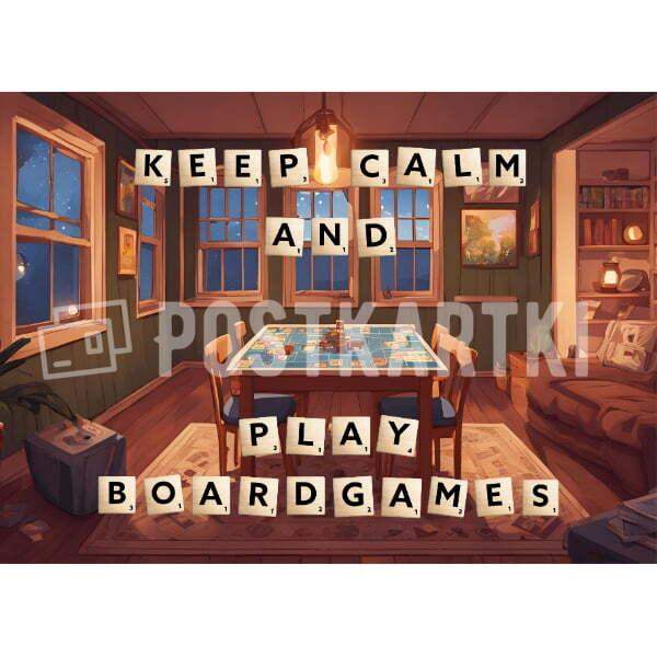 Pocztówka Keep calm and play boardgames 1 szt. 0