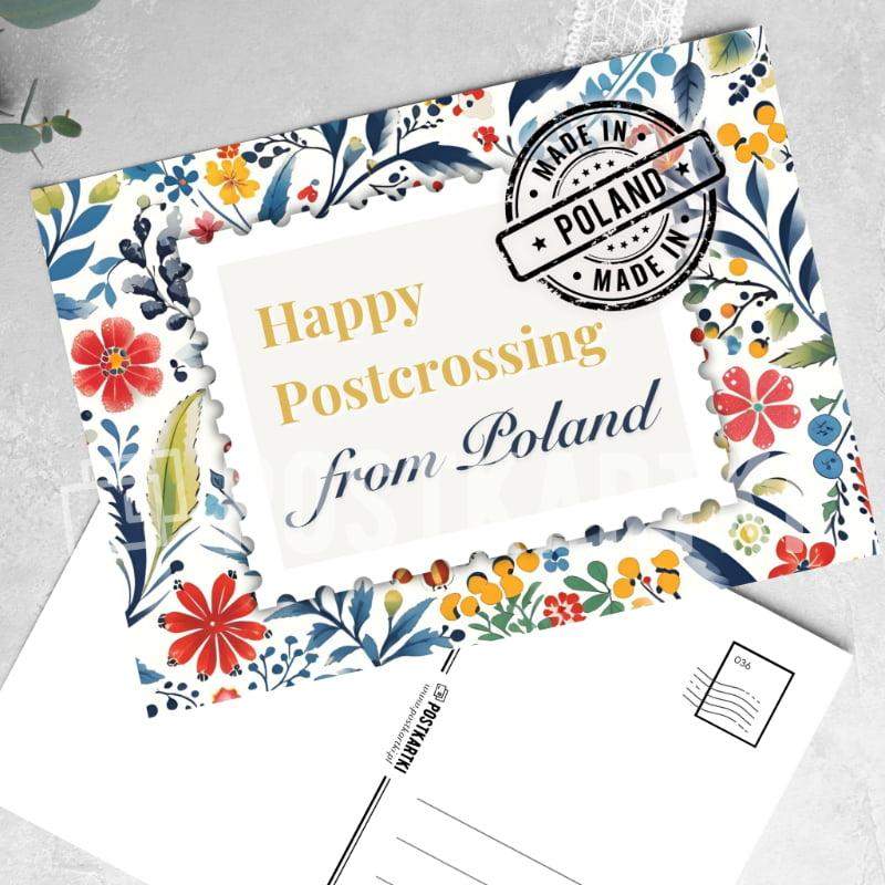 Pocztówka Happy Postcrossing from Poland (floral) 1 szt. 0