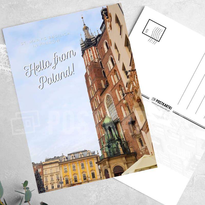 Pocztówka Hello from Poland! St. Mary's Basilica in Kraków 1 szt. 0