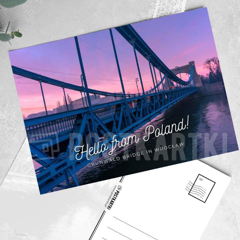 Pocztówka Hello from Poland! Grunwald Bridge in Wrocław 1 szt. 0
