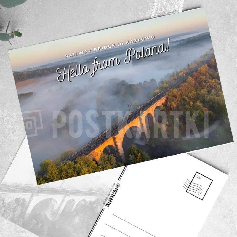 Pocztówka Hello from Poland! Railway Bridge in Kozłowo 1 szt. 0